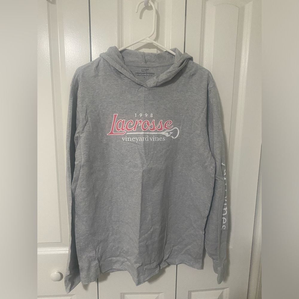 Vineyard Vines Gray Hoodie with Pink Details
